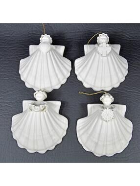 Lot Margaret Furlong Porcelain Bisque Angel Shell Christmas Ornament 1980s 1990s